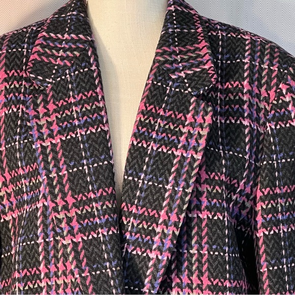 Pendleton Black & Pink Multi Color Virgin Wool One Button Jacket Plus Size 16 - Picture 3 of 10